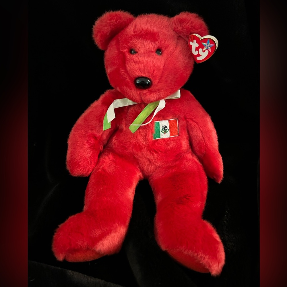 Ty Vintage 14” 1999 Retired Beanie Buddy Osito with Mexican Flag.
